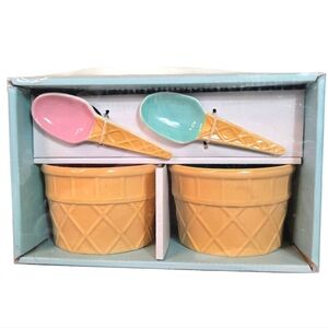 NEW NIB • Cherry Top • Ice Cream Bowl & Spoon Set